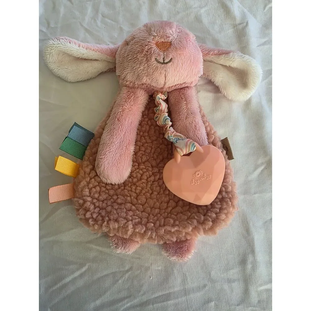 New Itzy Ritzy Pink Bunny Lovey Security Blanket with Teether Toy - NWOT